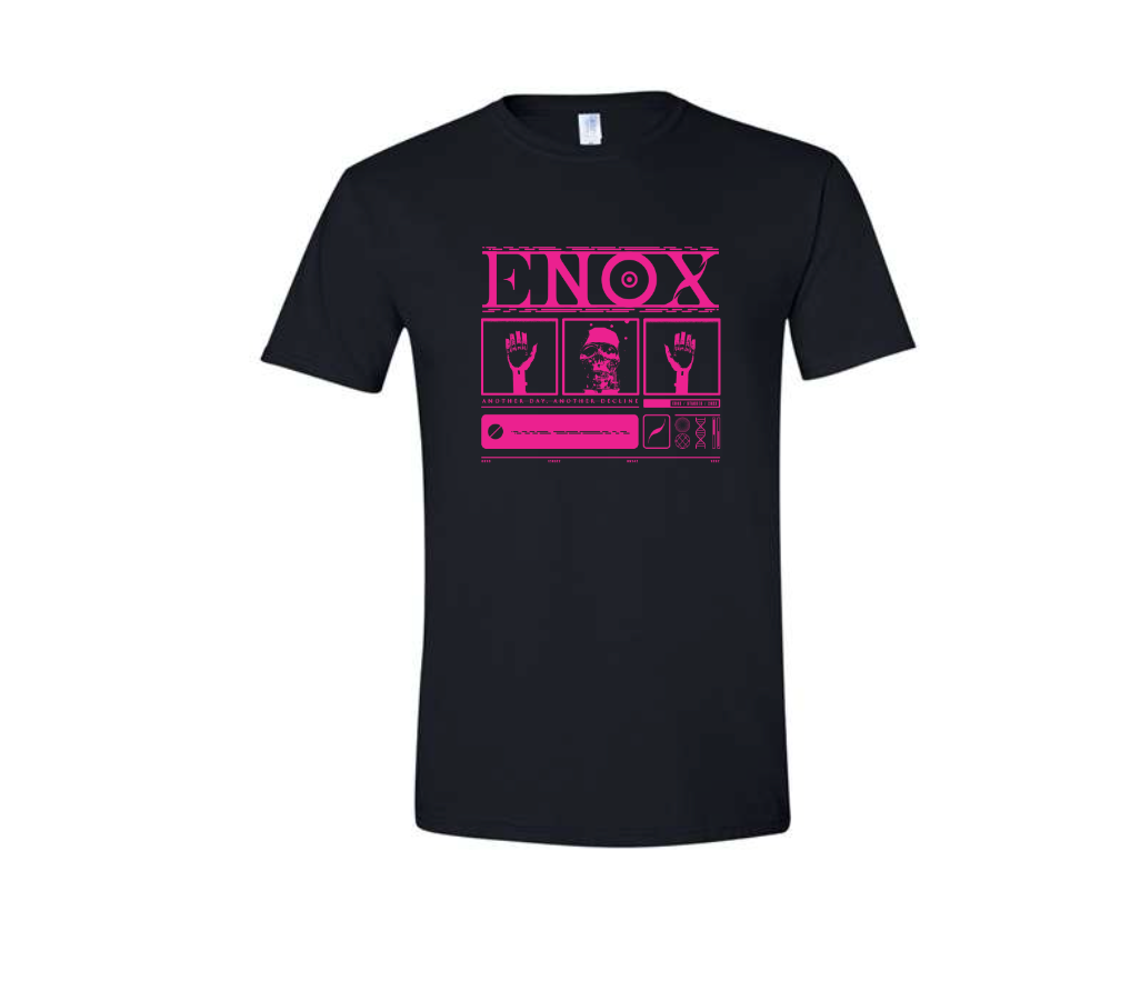 Stacker Terminator Pink on Black T-Shirt